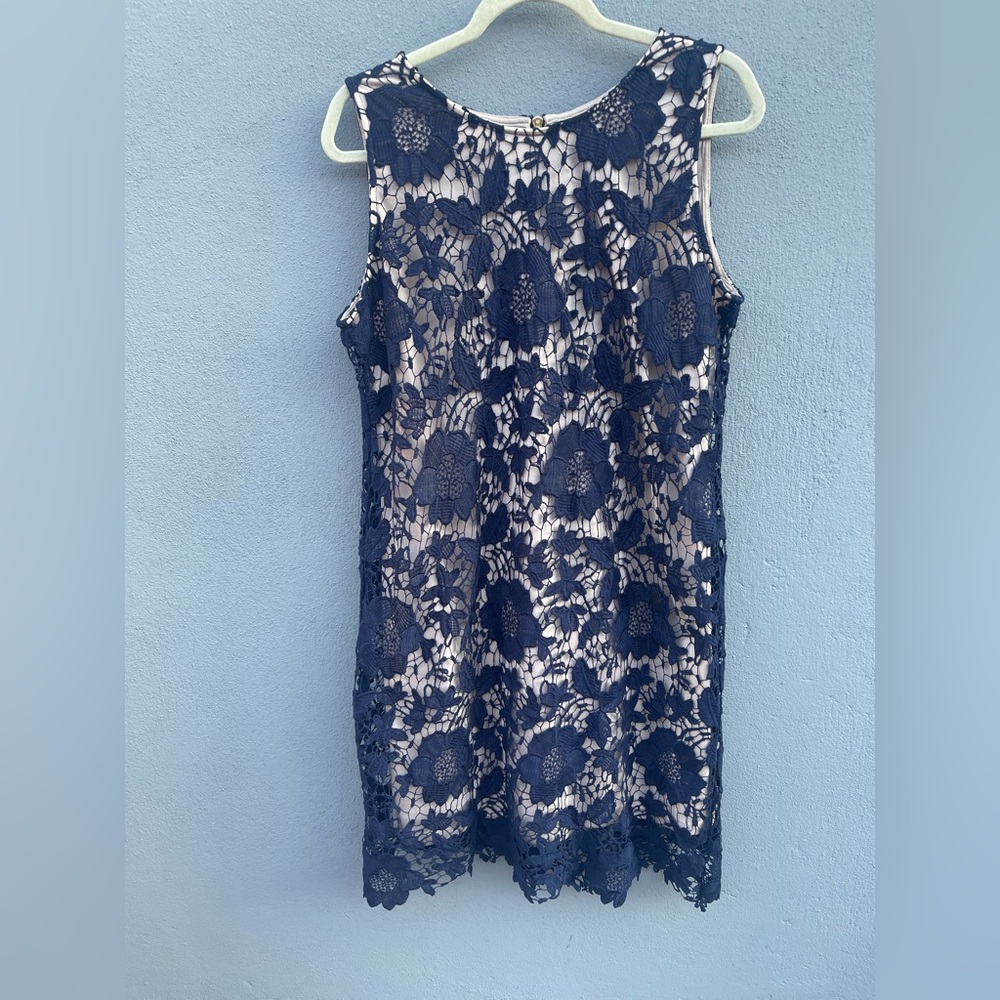 Ronni Nicole Navy Floral Lace Dress